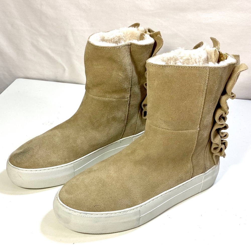 J Slides Ruffle Suede Ankle Boot Bootie - image 4